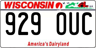 WI license plate 929OUC
