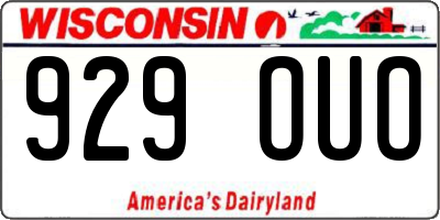 WI license plate 929OUO