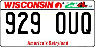 WI license plate 929OUQ