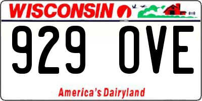 WI license plate 929OVE