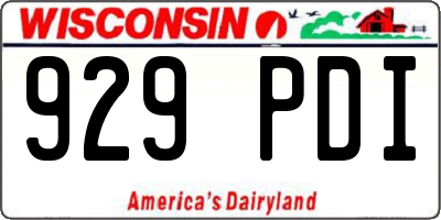 WI license plate 929PDI