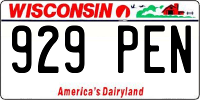 WI license plate 929PEN