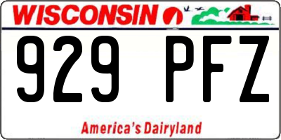 WI license plate 929PFZ