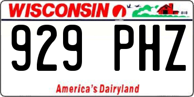 WI license plate 929PHZ