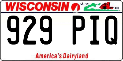 WI license plate 929PIQ