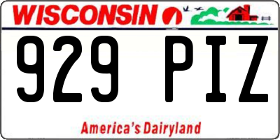 WI license plate 929PIZ