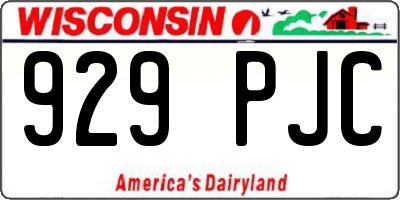 WI license plate 929PJC