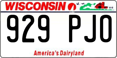 WI license plate 929PJO