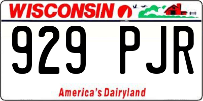 WI license plate 929PJR