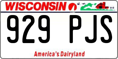WI license plate 929PJS