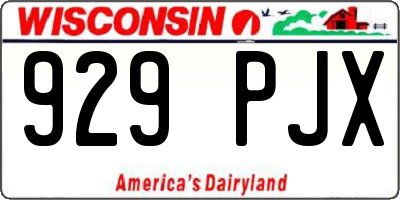 WI license plate 929PJX