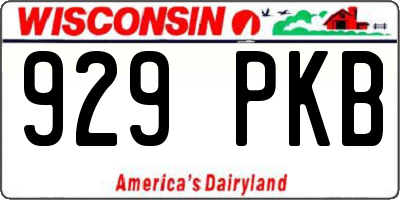WI license plate 929PKB