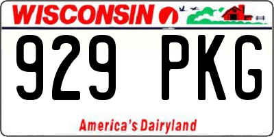 WI license plate 929PKG