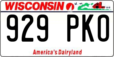 WI license plate 929PKO