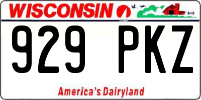 WI license plate 929PKZ