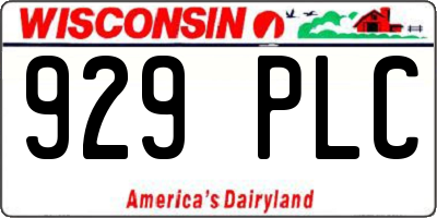 WI license plate 929PLC