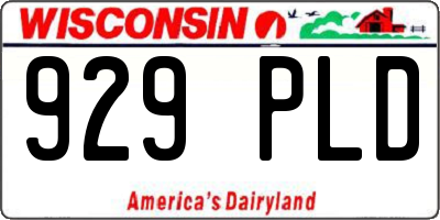WI license plate 929PLD