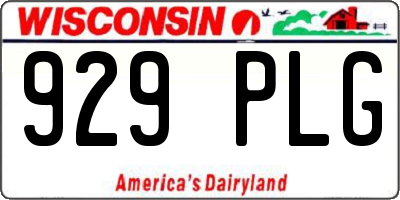 WI license plate 929PLG