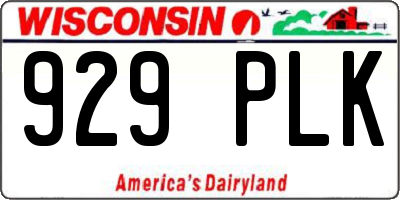 WI license plate 929PLK