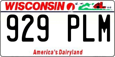 WI license plate 929PLM