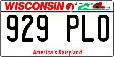 WI license plate 929PLO