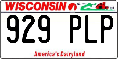 WI license plate 929PLP
