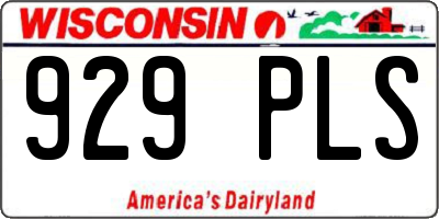 WI license plate 929PLS
