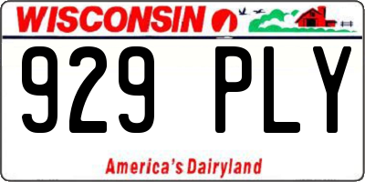 WI license plate 929PLY