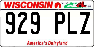 WI license plate 929PLZ