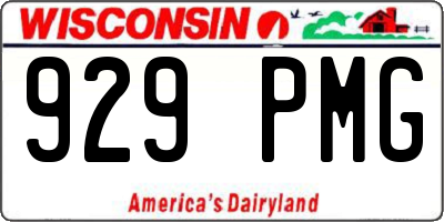 WI license plate 929PMG