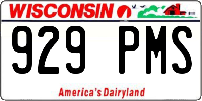 WI license plate 929PMS