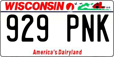 WI license plate 929PNK