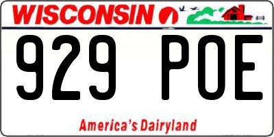 WI license plate 929POE
