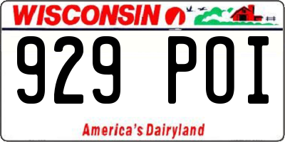 WI license plate 929POI