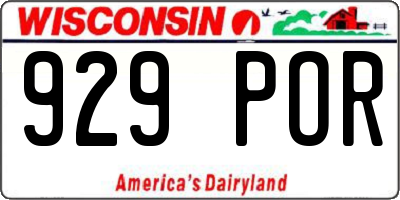 WI license plate 929POR