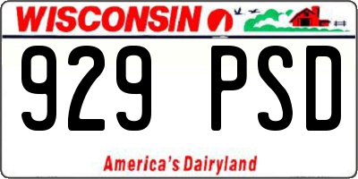 WI license plate 929PSD