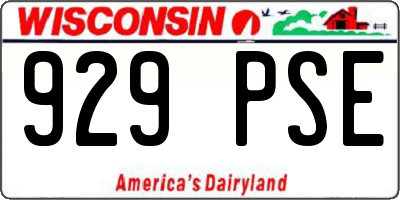 WI license plate 929PSE