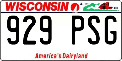 WI license plate 929PSG
