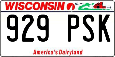 WI license plate 929PSK