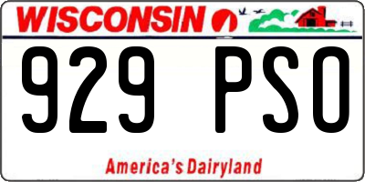WI license plate 929PSO