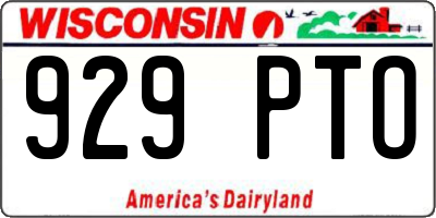 WI license plate 929PTO