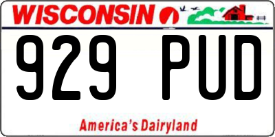 WI license plate 929PUD
