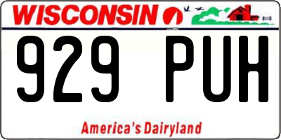 WI license plate 929PUH