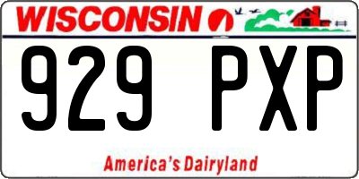 WI license plate 929PXP