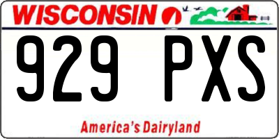 WI license plate 929PXS