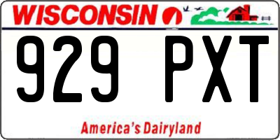 WI license plate 929PXT