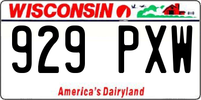 WI license plate 929PXW