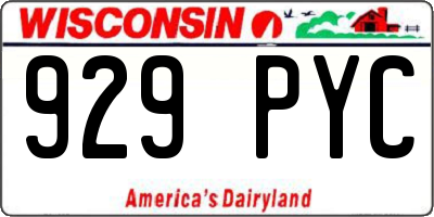 WI license plate 929PYC