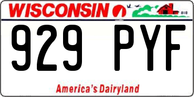 WI license plate 929PYF