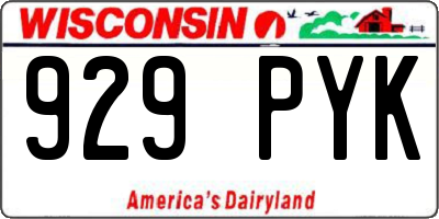 WI license plate 929PYK